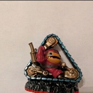 Gaming Figure with Red and Gold Accents